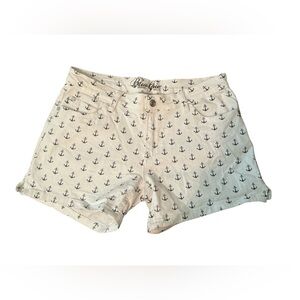 Blue Epic Women's Anchor Print Jean Shorts - White